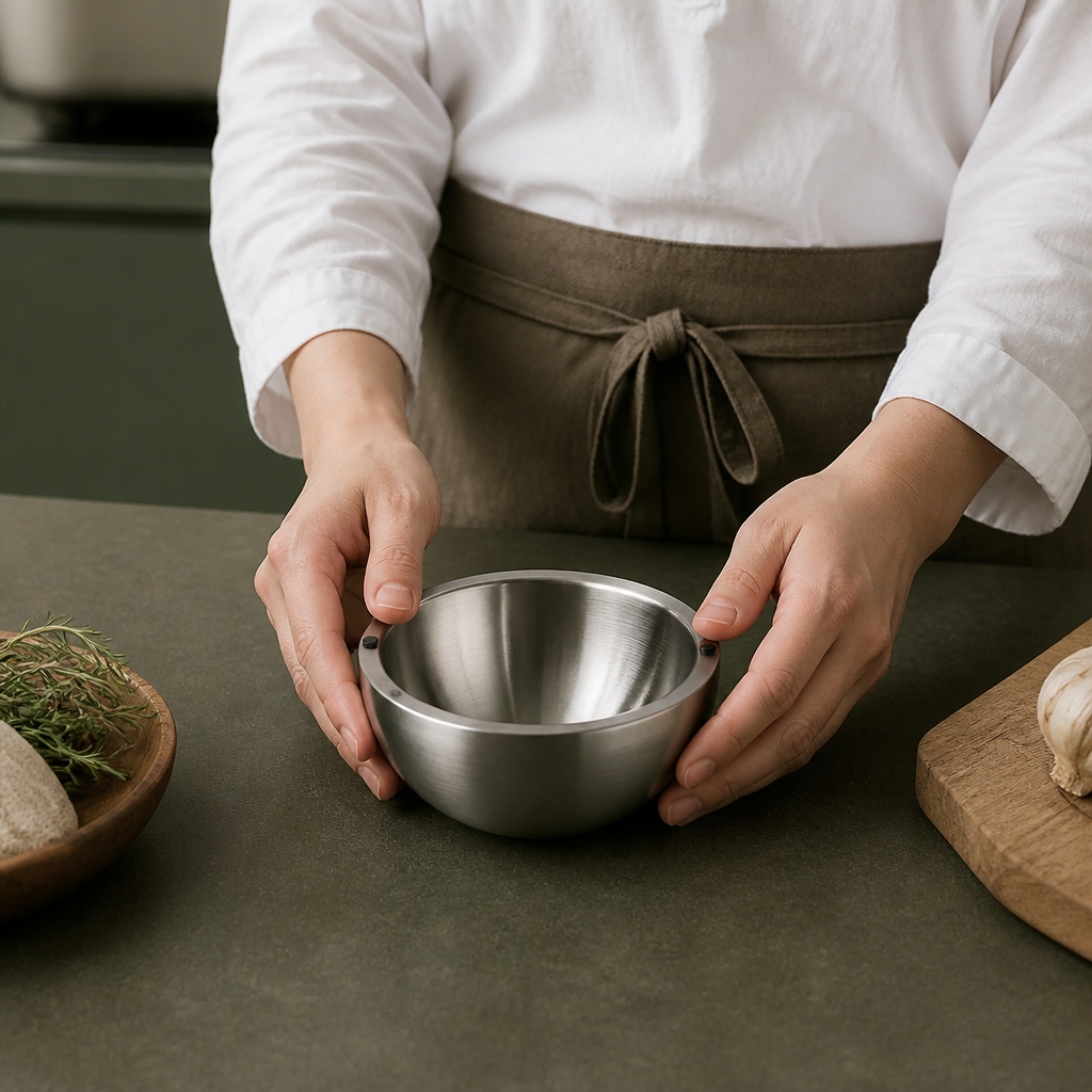 Double-Walled Stainless Steel Bowl for Keeping Food Cold or Warm