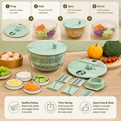 9-in-1 Manual Spinner & Slicer Vegetable and Salad Prep Set