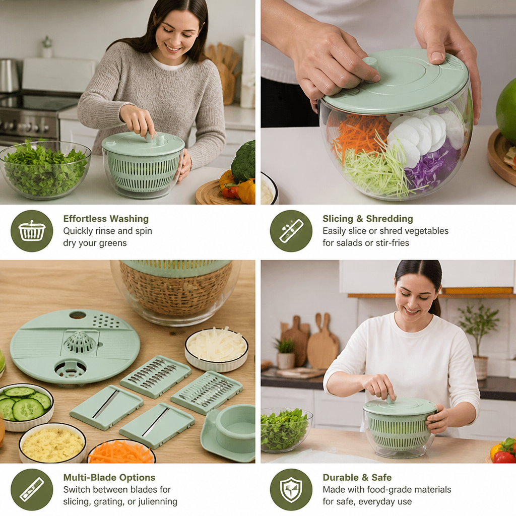 9-in-1 Manual Spinner & Slicer Vegetable and Salad Prep Set