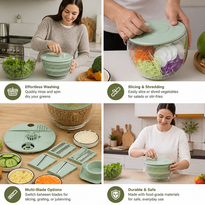 9-in-1 Manual Spinner & Slicer Vegetable and Salad Prep Set