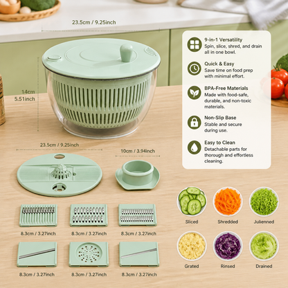 9-in-1 Manual Spinner & Slicer Vegetable and Salad Prep Set