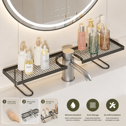 No-Drill Moisture-Resistant Bathroom Countertop Organizer Shelf