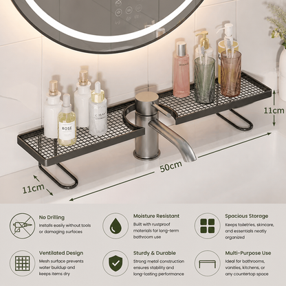 No-Drill Moisture-Resistant Bathroom Countertop Organizer Shelf