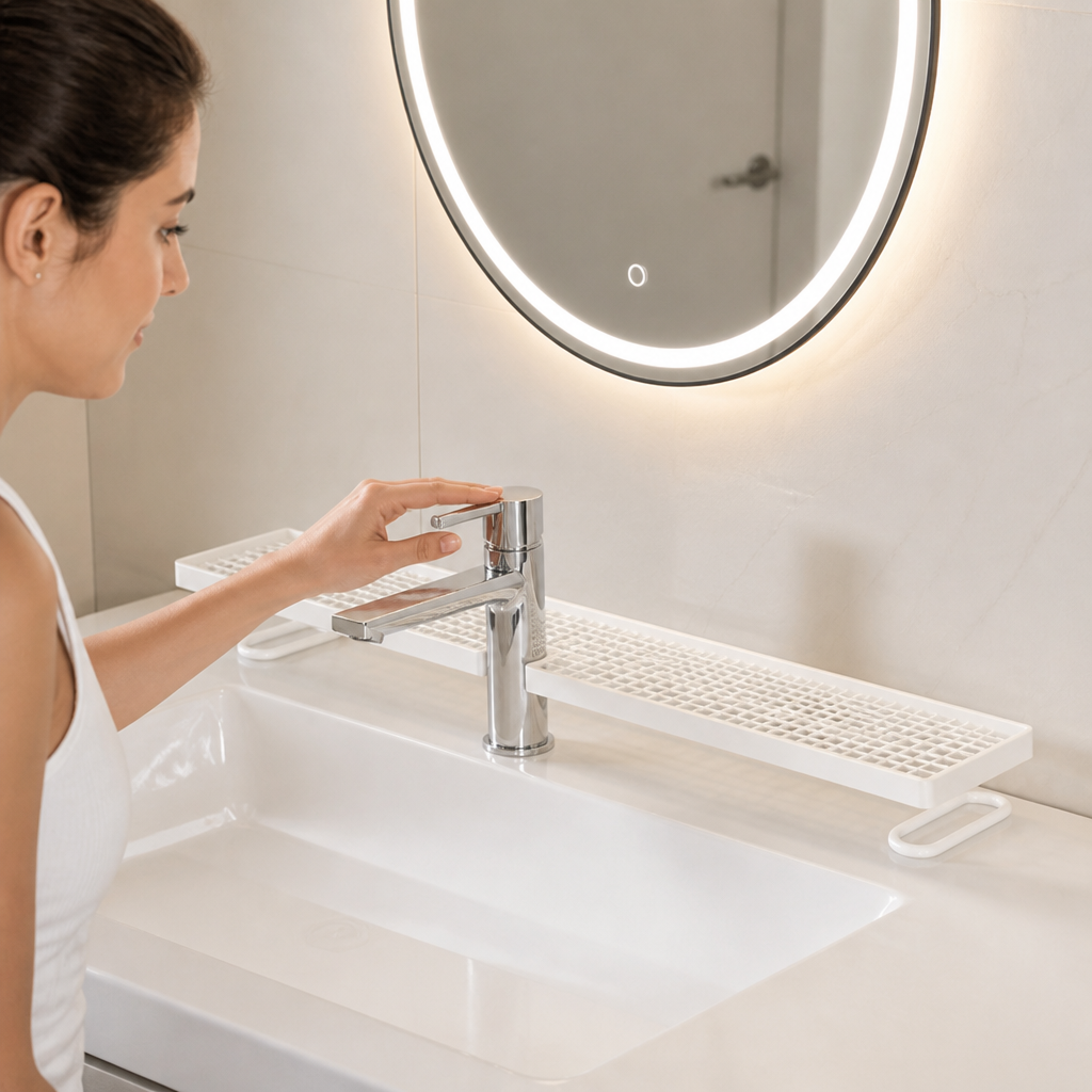 No-Drill Moisture-Resistant Bathroom Countertop Organizer Shelf