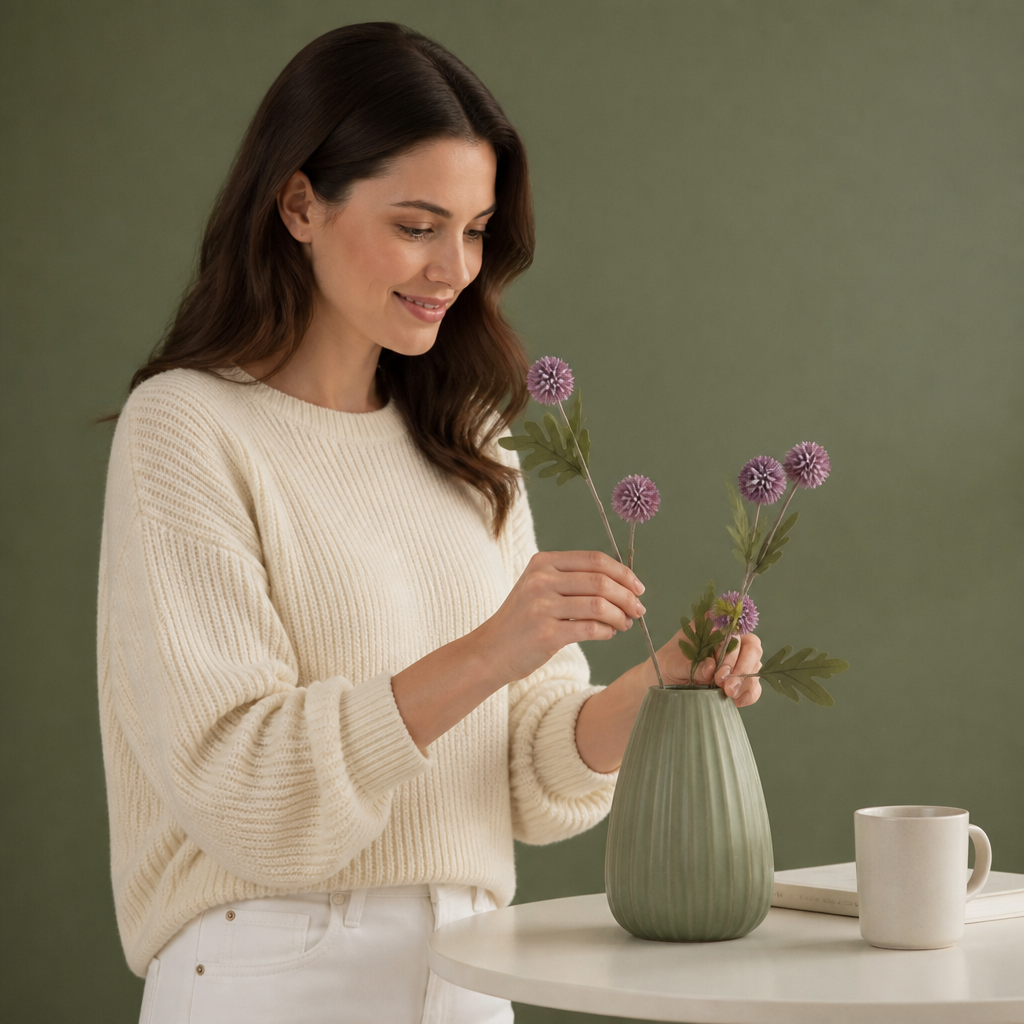 Artificial Mum & Eucalyptus Floral Arrangement