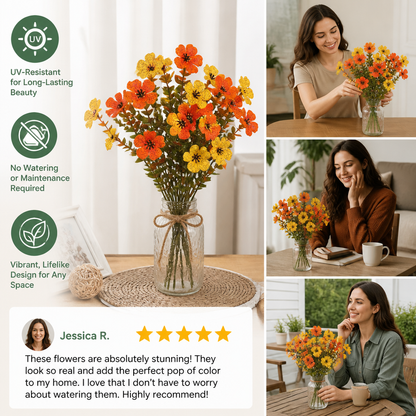 UV-Resistant Artificial Fall Flower Bouquet Set
