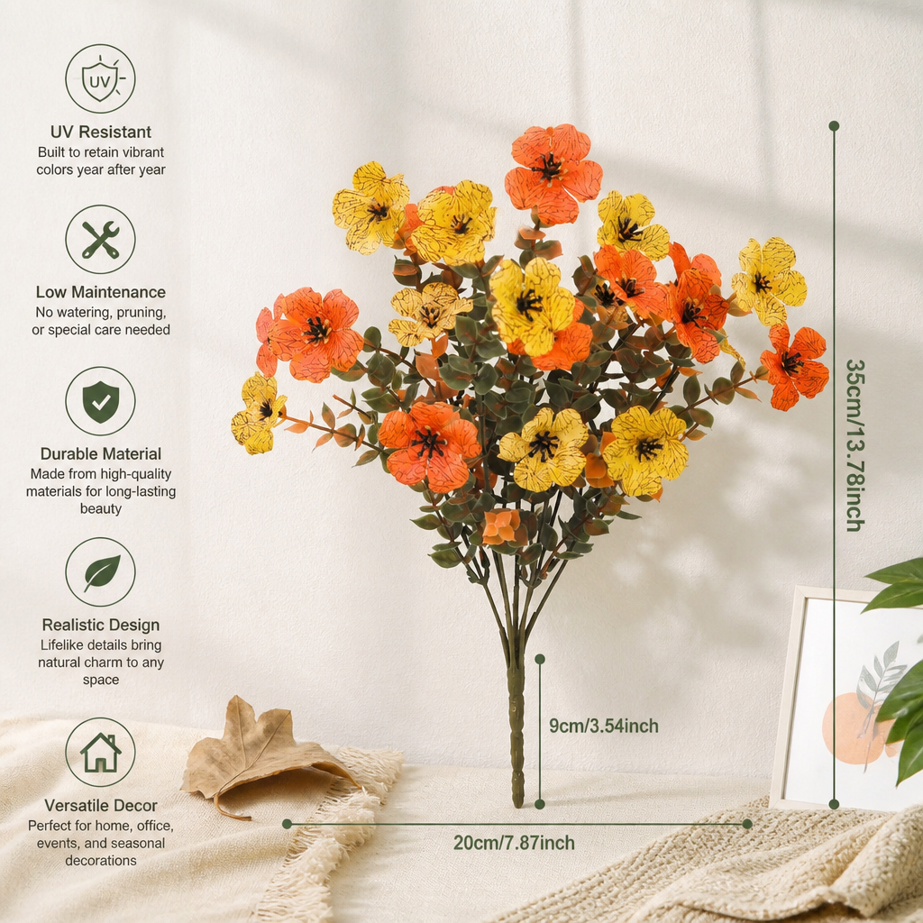 UV-Resistant Artificial Fall Flower Bouquet Set