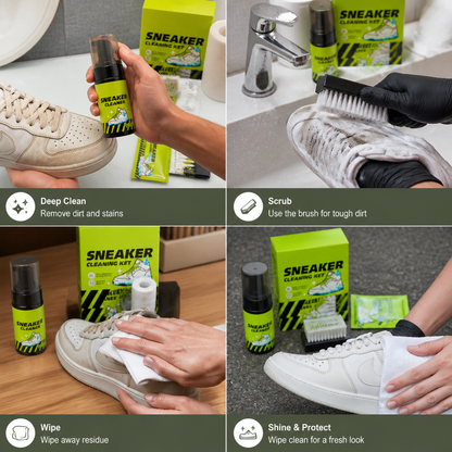 All-in-One Shoe Cleaning & Care Kit with Brushes, Dry Cleaner & Stain-Removal Wipes