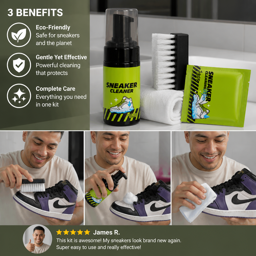 All-in-One Shoe Cleaning & Care Kit with Brushes, Dry Cleaner & Stain-Removal Wipes