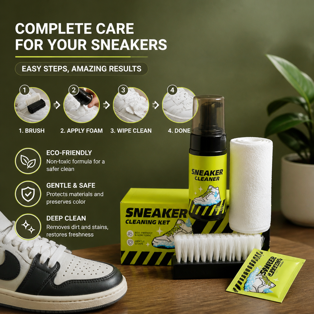 All-in-One Shoe Cleaning & Care Kit with Brushes, Dry Cleaner & Stain-Removal Wipes