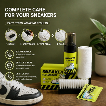 All-in-One Shoe Cleaning & Care Kit with Brushes, Dry Cleaner & Stain-Removal Wipes