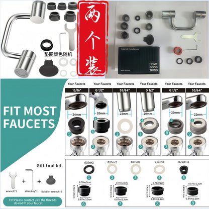 360° swivel tap extender with spray head – kitchen & bathroom use