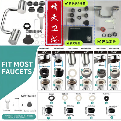 360° swivel tap extender with spray head – kitchen & bathroom use