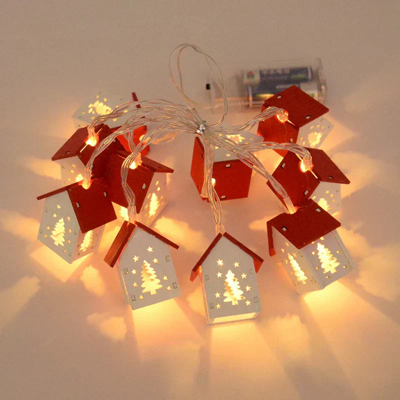 Wooden Christmas Houses with Led Lighting for Festive Decorations