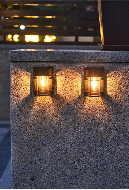 Outdoor Wall Light With Glass And Grille - Led Garden Lighting  Weatherproof For Patio Balcony