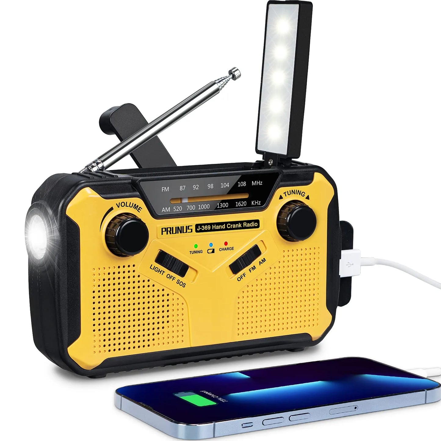 Emergency Radio With Crank & Solar - Portable Dynamo Radio With Power Bank & LED Torch
