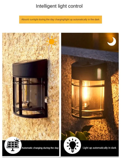 Outdoor Wall Light With Glass And Grille - Led Garden Lighting  Weatherproof For Patio Balcony