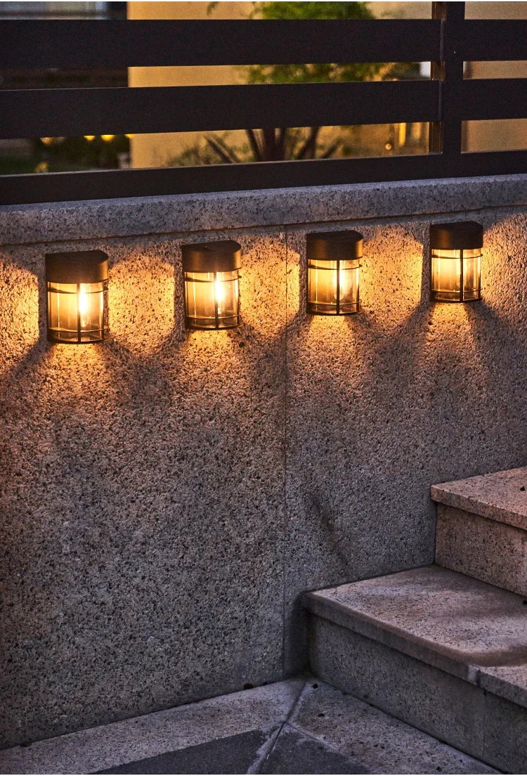 Outdoor Wall Light With Glass And Grille - Led Garden Lighting  Weatherproof For Patio Balcony