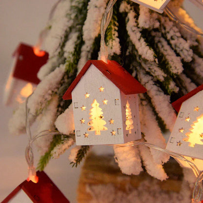 Wooden Christmas Houses with Led Lighting for Festive Decorations