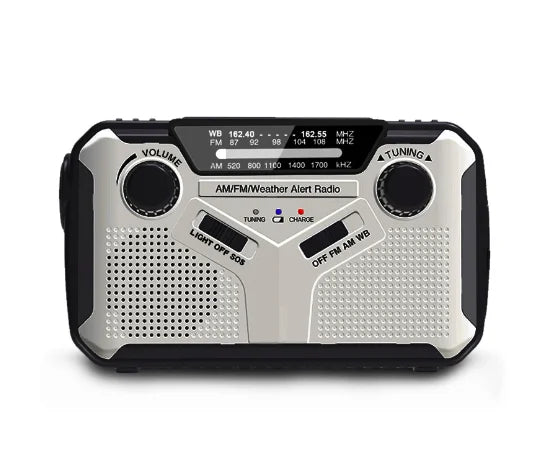 Emergency Radio With Crank & Solar - Portable Dynamo Radio With Power Bank & LED Torch