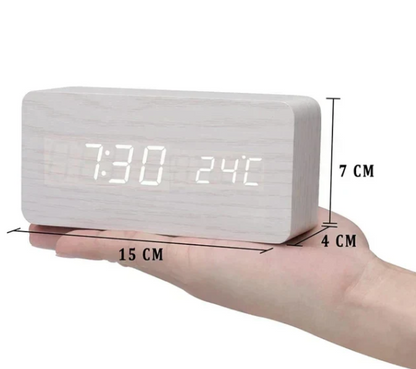 LED wooden watch with voice activation
