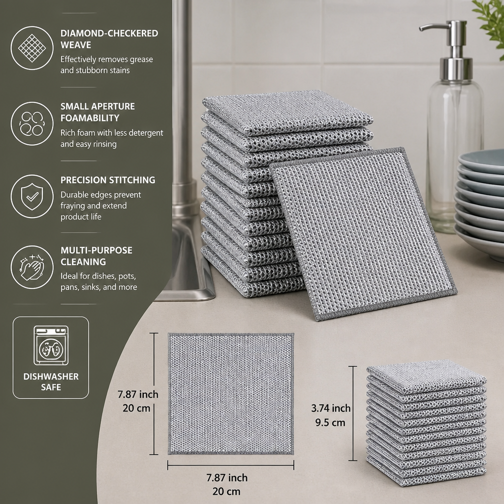 Reusable Non-Scratch Wire Dishcloths for Multipurpose Kitchen Cleaning