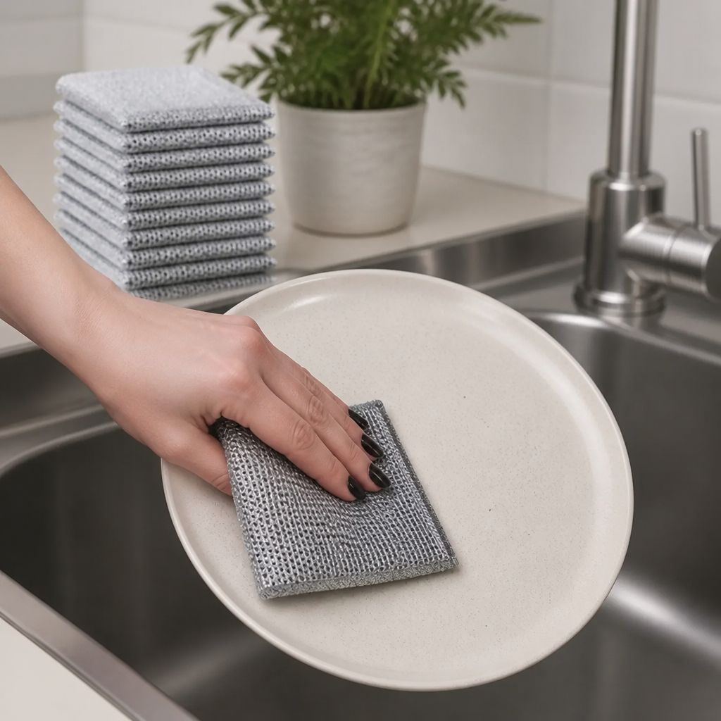 Reusable Non-Scratch Wire Dishcloths for Multipurpose Kitchen Cleaning