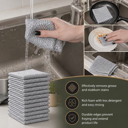 Reusable Non-Scratch Wire Dishcloths for Multipurpose Kitchen Cleaning