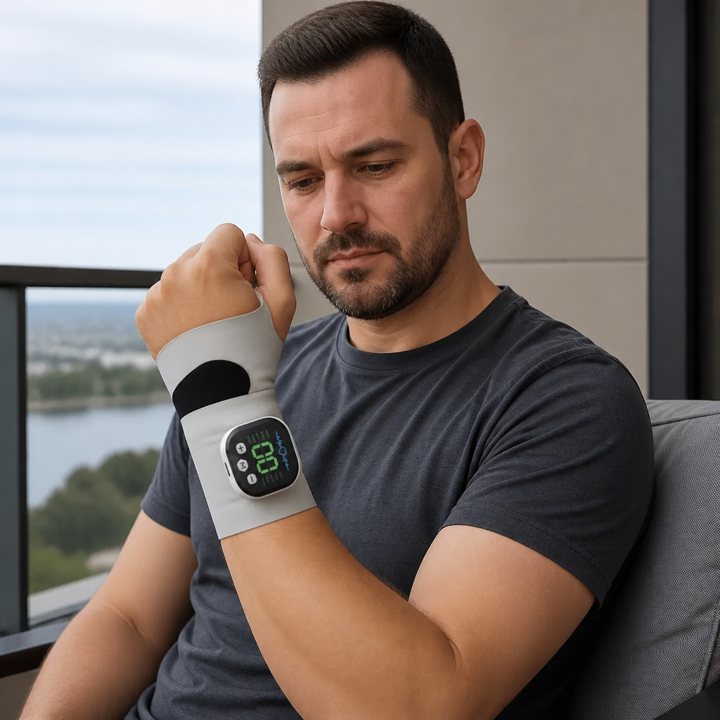 EMS Hand & Wrist Massager with 10 Modes for Pain Relief