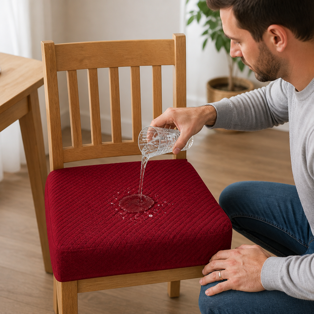 Waterproof Jacquard Chair Cushion Cover – Non-Slip & Easy Care