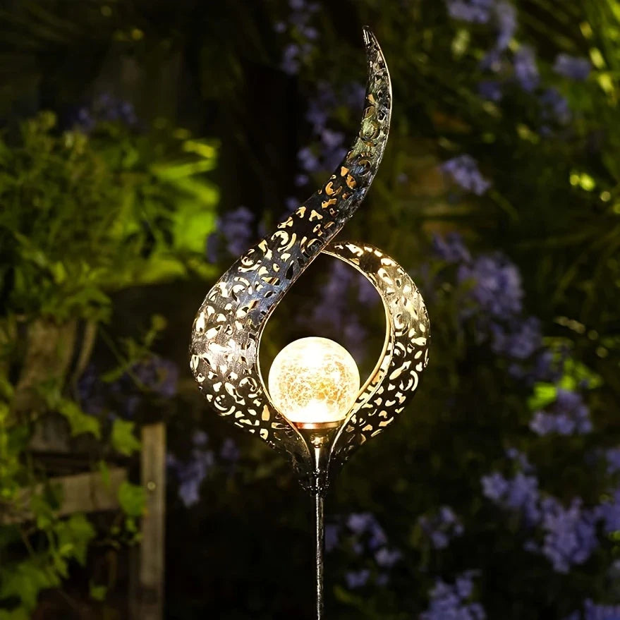 Metal Solar Garden Light - Waterproof Led Design in Moon , Flame , Sun or Star Shape