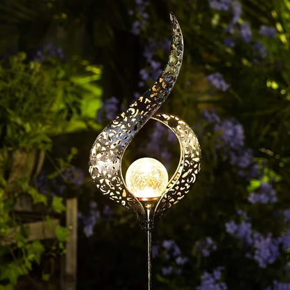 Metal Solar Garden Light - Waterproof Led Design in Moon , Flame , Sun or Star Shape
