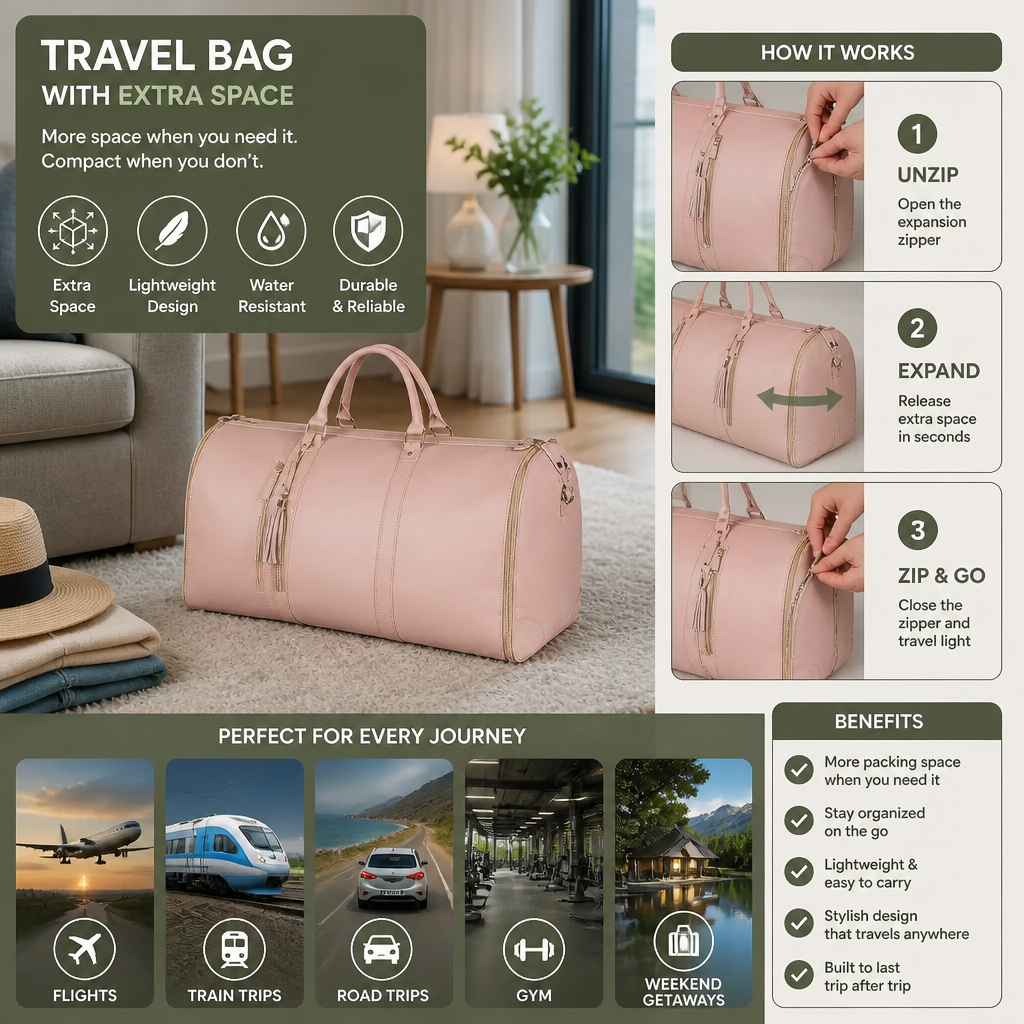 Travel Bag with Extra Space