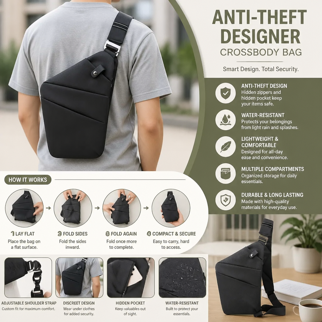 Anti-Theft Designer Crossbody Bag
