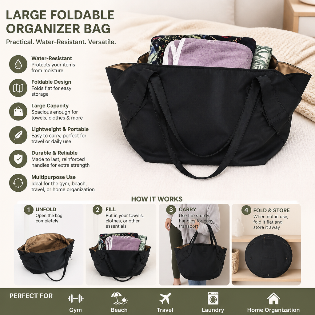 Large Foldable Organizer Bag – Practical, Water-Resistant & Versatile