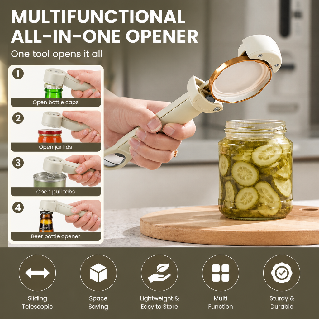 Multifunctional Stainless Steel All-in-One Opener