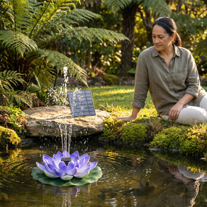 Solar-Powered Lotus Fountain – Floating Garden Fountain for Pool & Pond
