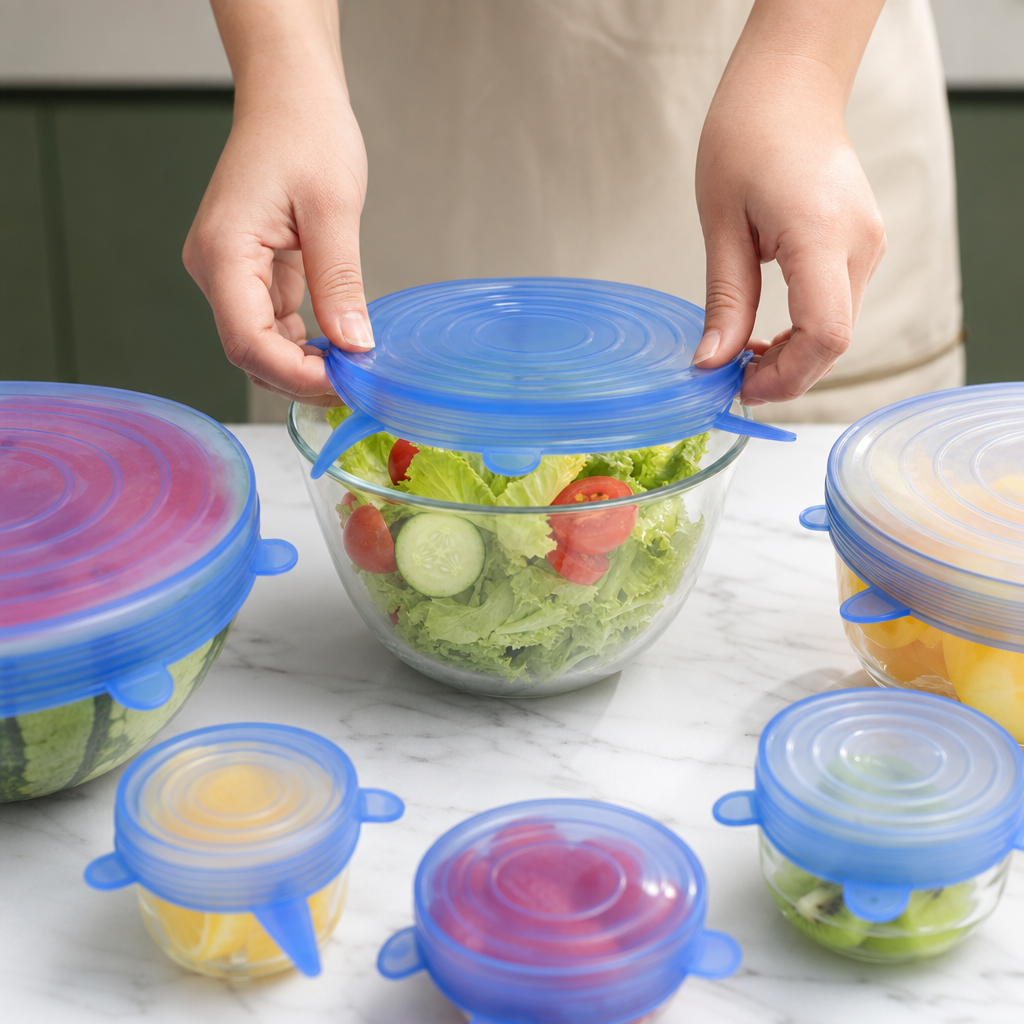 6-Piece Silicone Stretch Lid Set – Reusable BPA-Free Food Covers