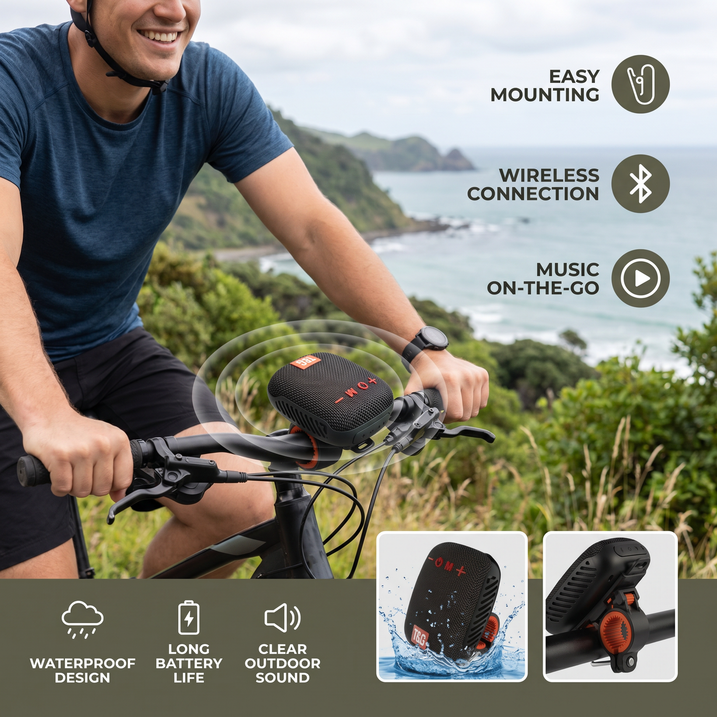 Wireless Bluetooth Speaker – Waterproof & Perfect for Cycling
