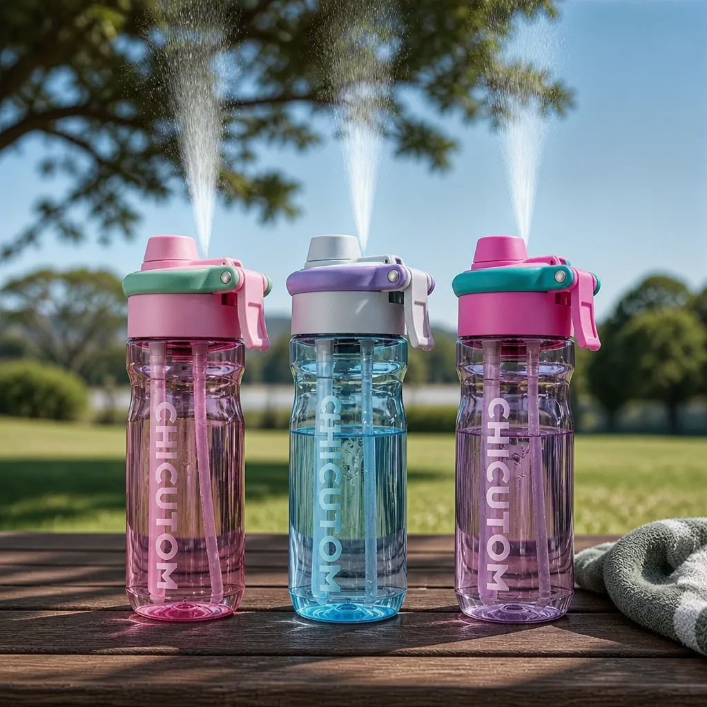2-in-1 Sports Water Bottle with Spray Function & Straw – Large Capacity