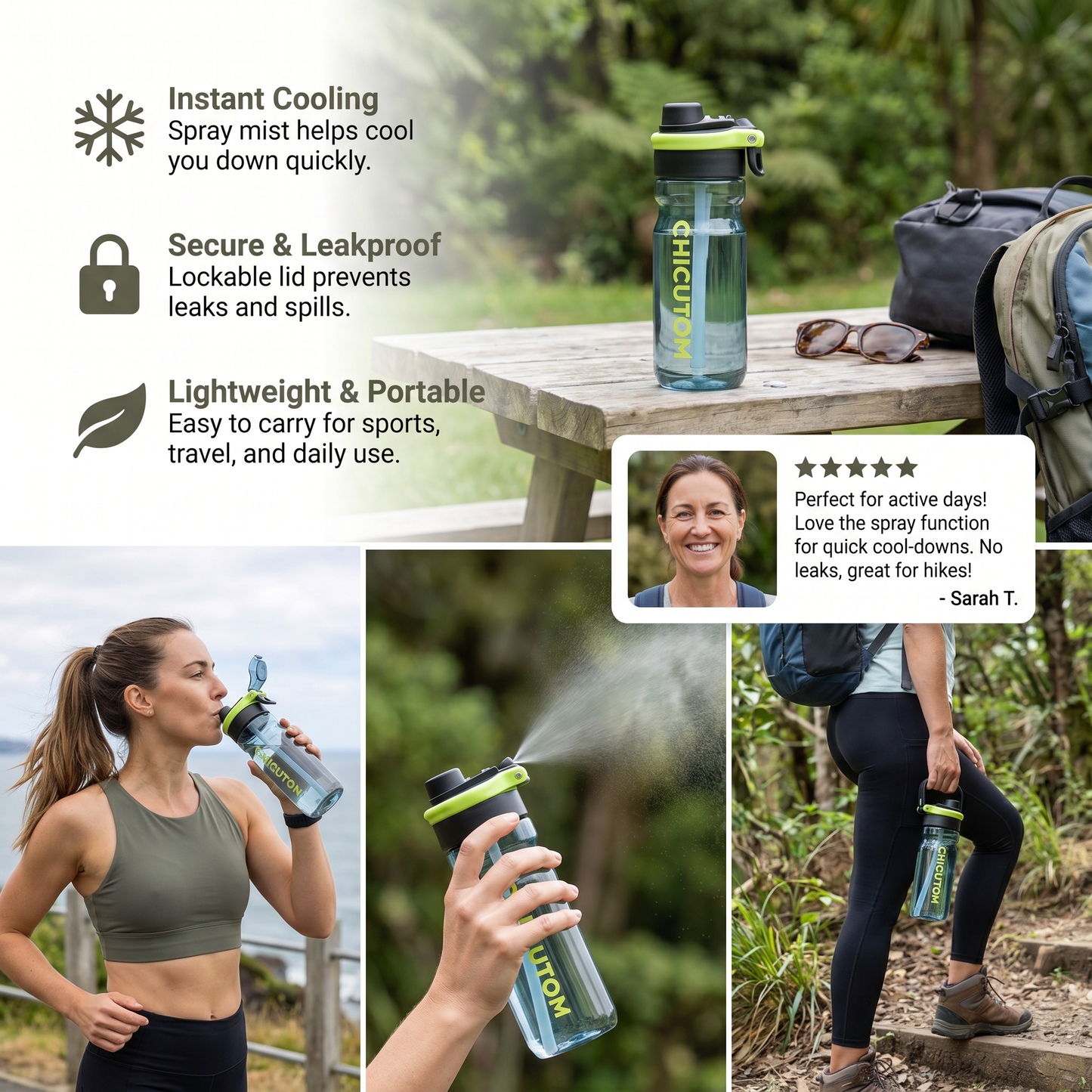 2-in-1 Sports Water Bottle with Spray Function & Straw – Large Capacity