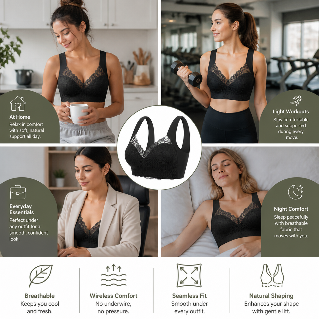 Seamless Push-Up Comfort Bra – Wireless, Breathable & Shaping for Natural Support