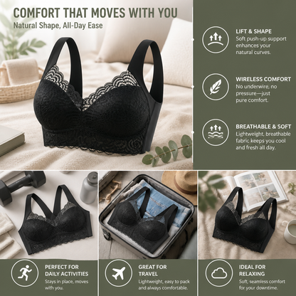 Seamless Push-Up Comfort Bra – Wireless, Breathable & Shaping for Natural Support