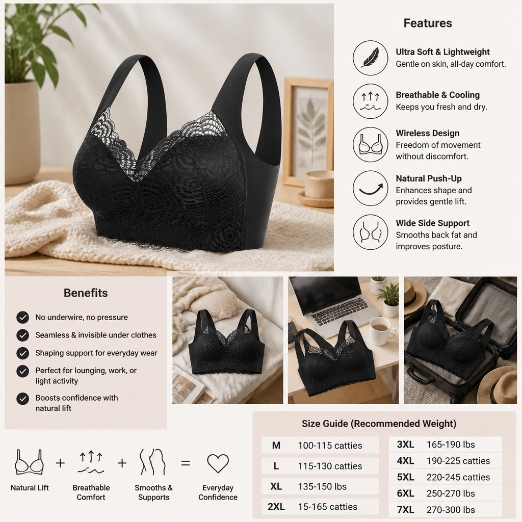 Seamless Push-Up Comfort Bra – Wireless, Breathable & Shaping for Natural Support
