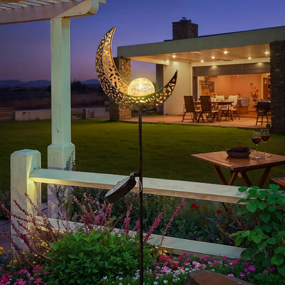 Metal Solar Garden Light - Waterproof Led Design in Moon , Flame , Sun or Star Shape