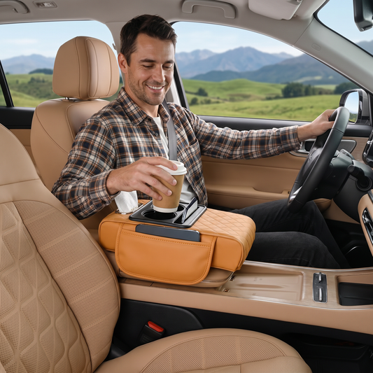 Multifunctional Car Armrest with Cup Holder & Storage