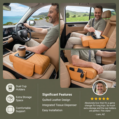 Multifunctional Car Armrest with Cup Holder & Storage