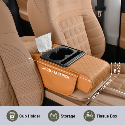 Multifunctional Car Armrest with Cup Holder & Storage
