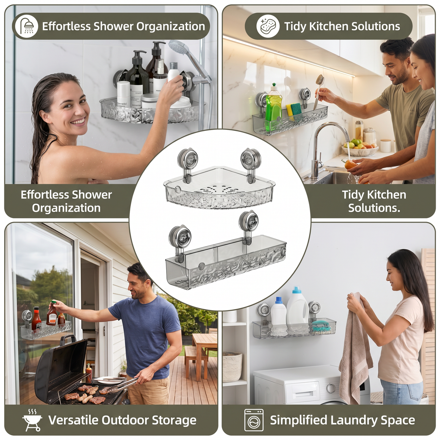 Bathroom Suction Cup Corner Shelf
