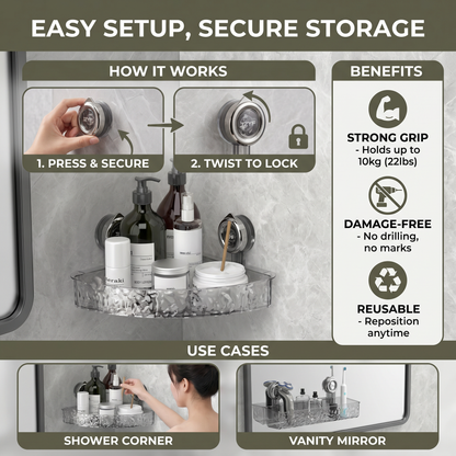 Bathroom Suction Cup Corner Shelf